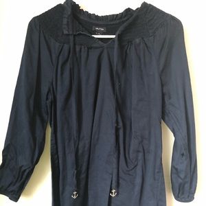 Nautica Navy Cotton Longsleeve Blouse Small